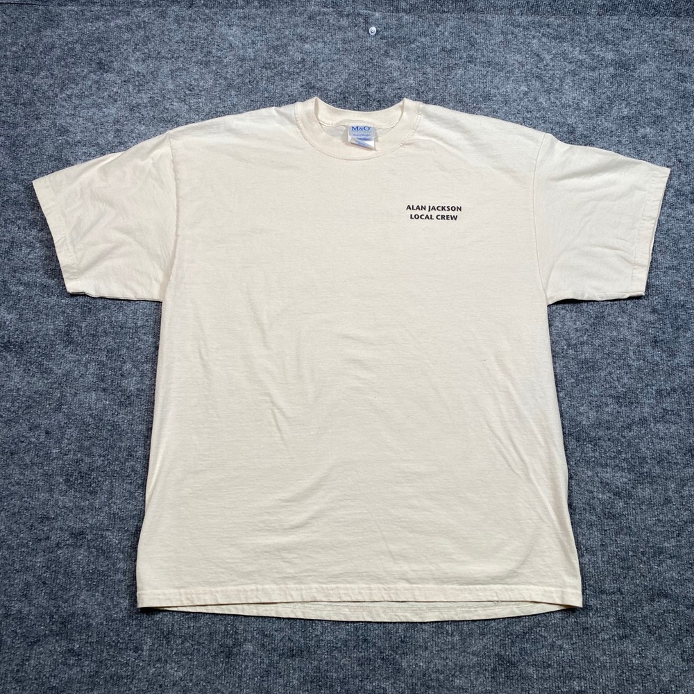 M&O Knits Alan‎ Jackson Local Crew Tour T-Shirt Cream XL Vintage Country Music